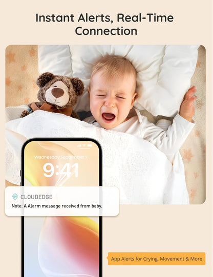 Skiennix 2K Baby Monitor - WiFi Camera with App Control, Night Vision & 2-Way Talk | 5" Display