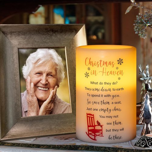 Flameless Memorial Candle - Real Wax LED Light with Timer | Sympathy Gift for Loss of Loved One (6" x 4")