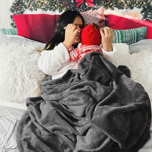 Bedsure GentleSoft Fleece Blanket California King Size Charcoal - Lightweight Plush Fuzzy Cozy Soft Bed Blankets, 102x96 inches