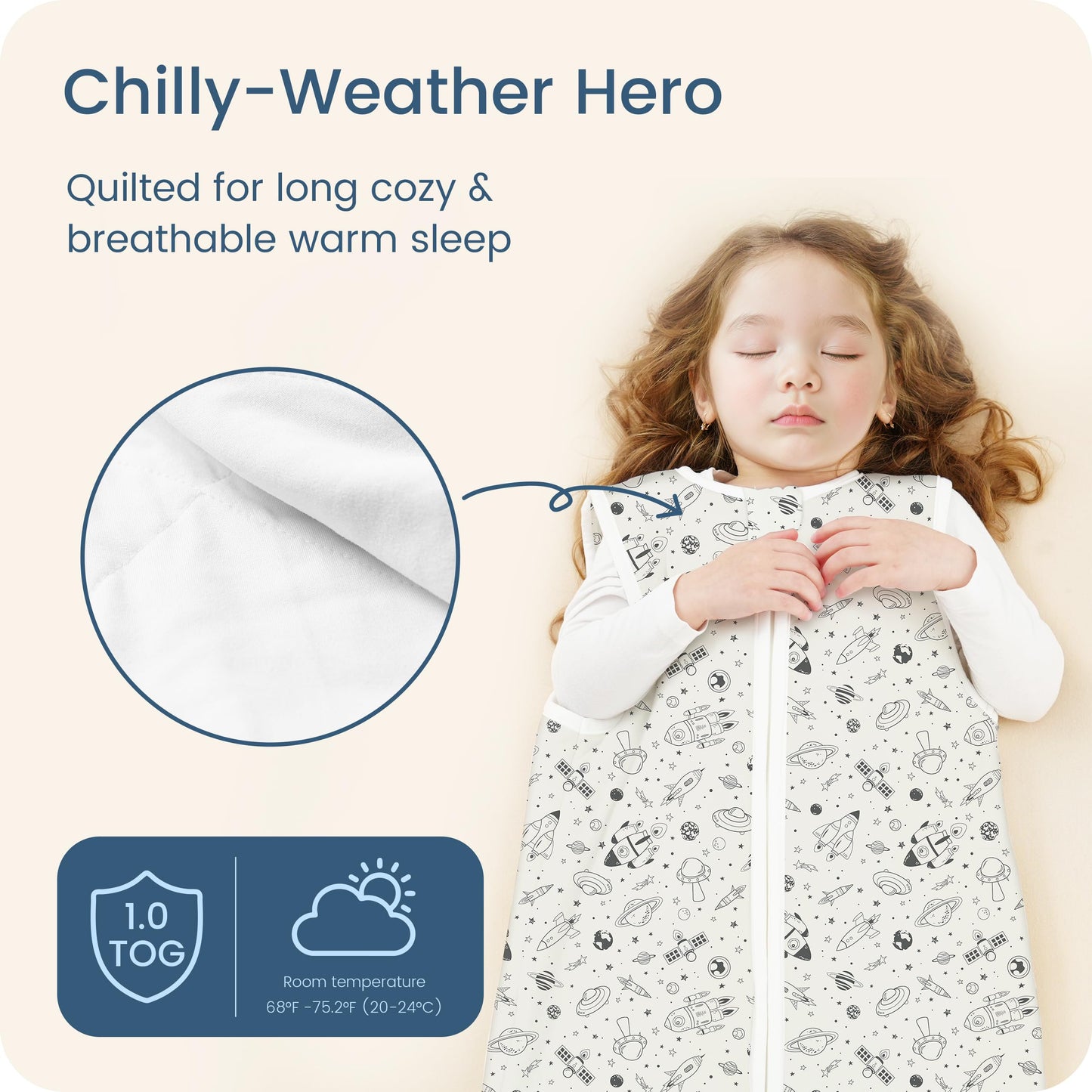 TOTBASIC 1.0 TOG Toddler Sleep Sack for 2T 3T 4T, Wearable Blanket Baby Sleeping Bag with 2-way Safe Zipper, Ultra Soft All Season Sleep Sack for 24-36-48 Months, 1 Pack(Space Odyssey)