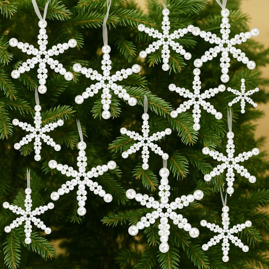 Beeveer 12 Pcs White Snowflake Ornaments - Elegant Hanging Decor for Christmas Tree & Winter Wonderland