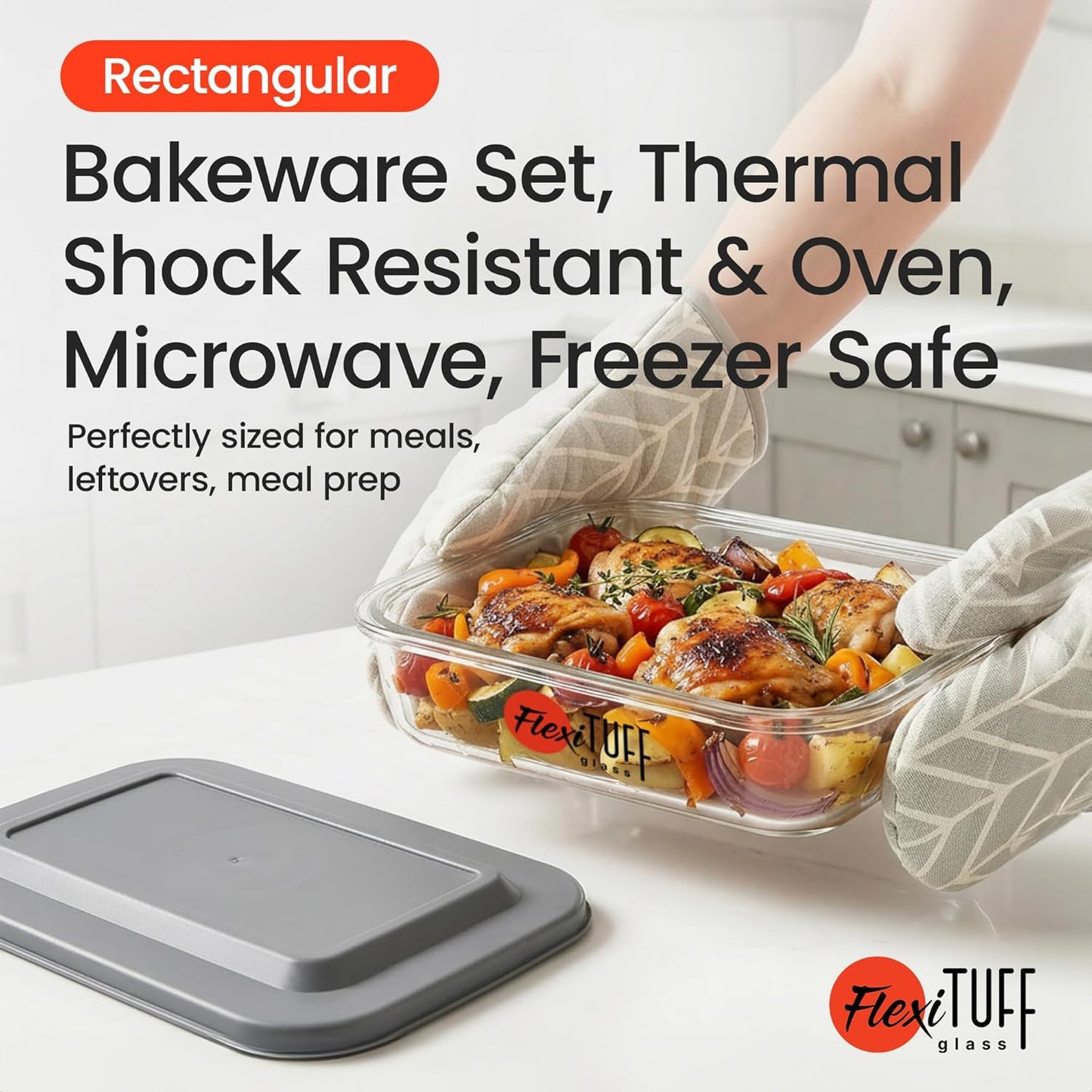 Skiennix 8-Piece Rectangular Bakeware Set - BPA-Free, Leakproof, Dishwasher & Microwave Safe | Clear Containers with Lids