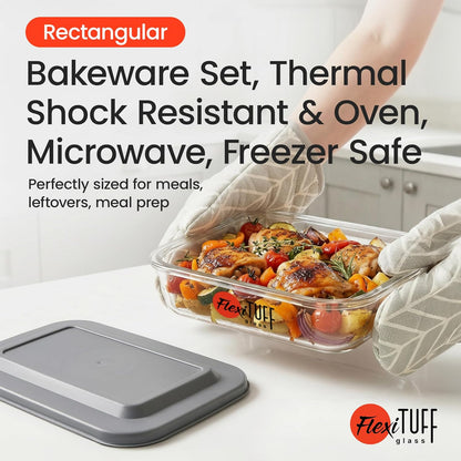 Skiennix 8-Piece Rectangular Bakeware Set - BPA-Free, Leakproof, Dishwasher & Microwave Safe | Clear Containers with Lids