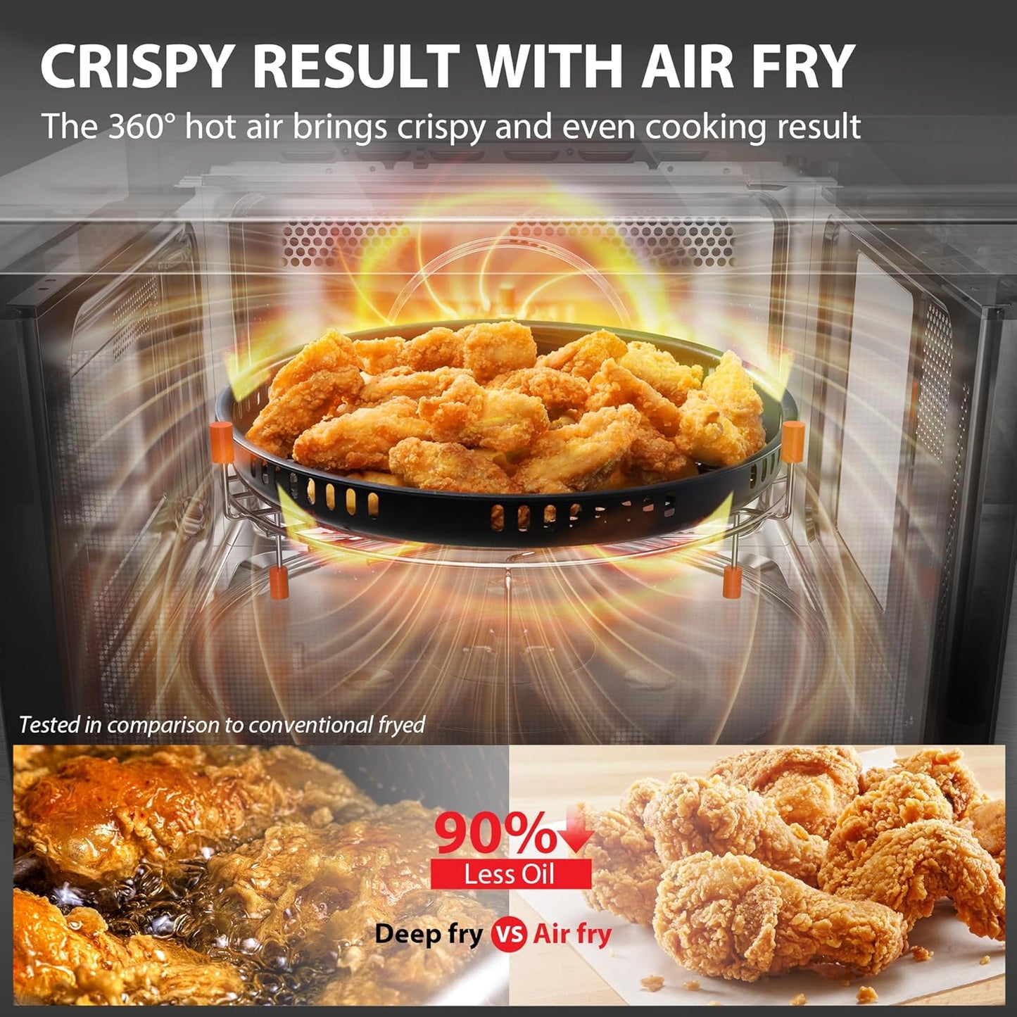TOSHIBA Air Fryer Combo - 8-in-1 Countertop Microwave Oven with Convection & Broil | 1.0 Cu.ft, Black Stainless Steel