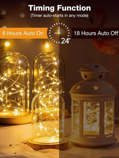 50Pack Fairy Lights - 7ft Battery Operated LED Twinkle String Lights with Timer | Warm White for Christmas Decor