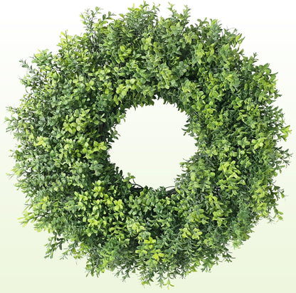 Regine Switzerland 26" Artificial Boxwood Wreath - Fresh Greenery for Front Door & Outdoor Decor