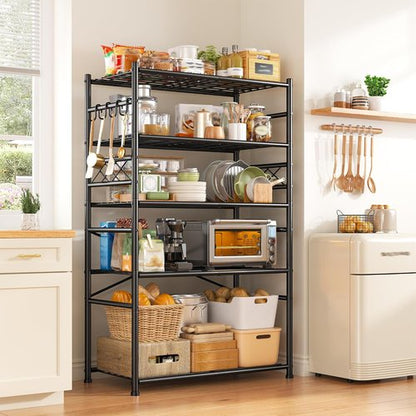 Heavy Duty 5-Tier Wire Shelving Unit - Large Capacity Metal Storage Shelves for Garage, Pantry & Closet | 72" H x 36" W x 12" D, Black