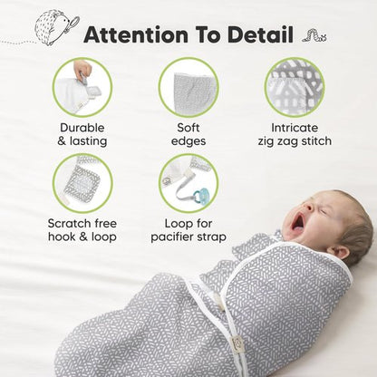 KeaBabies 3-Pack Organic Baby Swaddle Sleep Sacks - Swaddles for Newborns, Infant 0-3 Months, Baby Girls, Boys, Soft & Snug Newborn Sleep Sack, Nursery Swaddling Blankets (Nordic, OS)