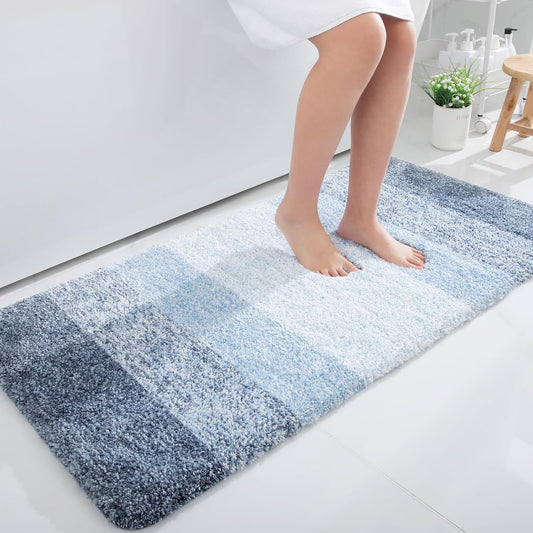 OLANLY Large Bathroom Rugs - Extra Soft Microfiber Mat 40x24 | Quick Dry & Machine Washable, Blue