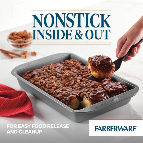Farberware Nonstick Bakeware - Rectangle Cake Pan, 9 Inch x 13 Inch, Gray Finish for Easy Release