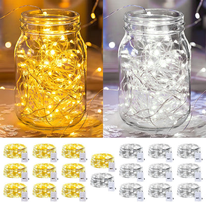 Skiennix 20 Pack LED Fairy Lights - Battery Operated Mini Twinkle String Lights | 7FT Waterproof for Christmas Decor (10 White & 10 Warm White)