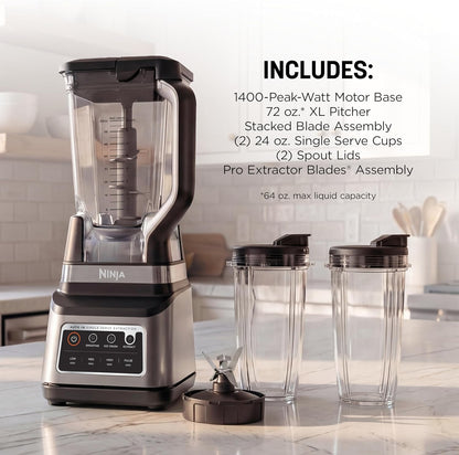 Ninja BN751 Professional Plus DUO Blender - 1400 Watts, 3 Auto-IQ Programs, 72 oz Pitcher & 2 To-Go Cups, Black