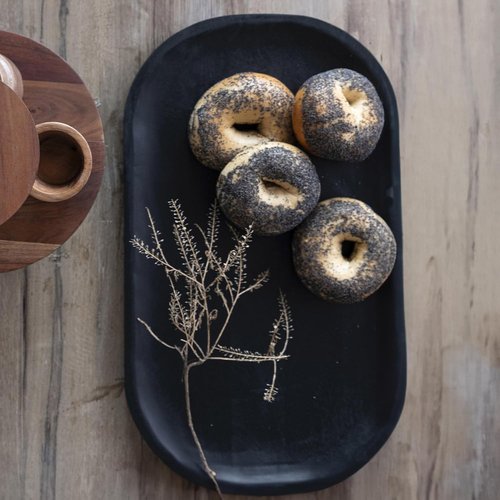 Bloomingville Wide Mango Wood Serving Board - Elegant Black Design for Entertaining