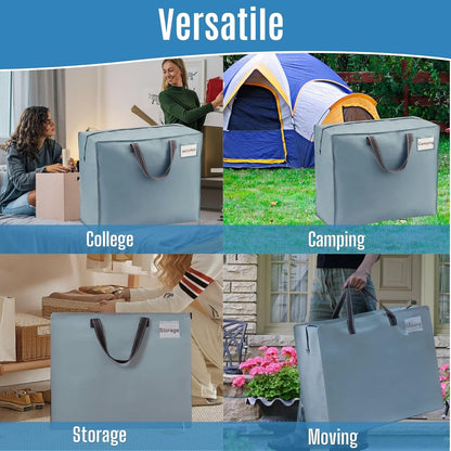 VENO Heavy Duty Moving Bags - 22 Gallon Storage Totes for Camping, Clothes & Bedding | 4 Pack Light Blue