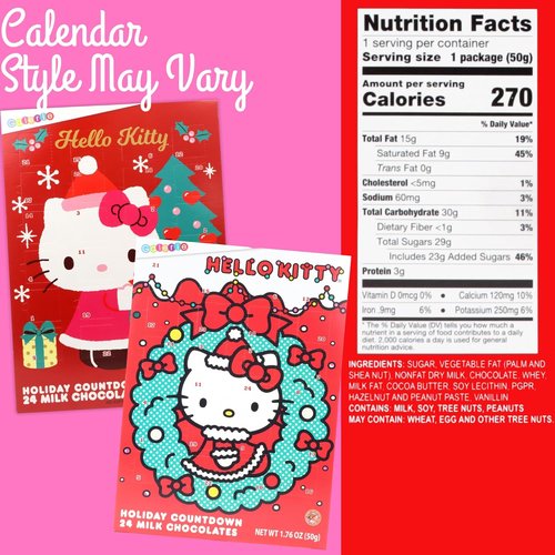 Hello Kitty | 2023 Christmas Countdown Calendar - 24 Milk Chocolate Pieces, Advent Calendar for Kids, 1.76 Ounces