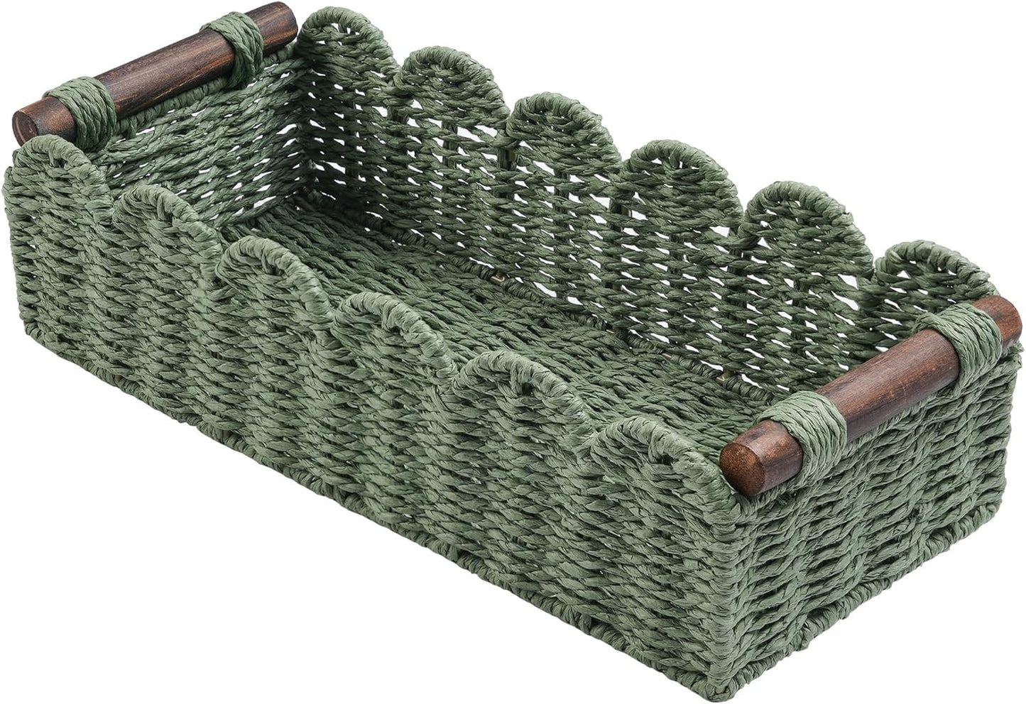 Skiennix Toilet Paper Storage Basket - Stylish Wicker Organizer for Bathroom, Kitchen, or Nursery - Green