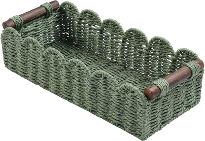 Skiennix Toilet Paper Storage Basket - Stylish Wicker Organizer for Bathroom, Kitchen, or Nursery - Green