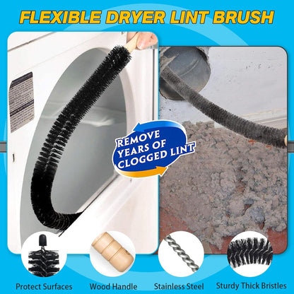 Sealegend Dryer Vent Cleaner Kit - Vacuum Hose Attachment & Lint Brush for Most Vacuums | Black