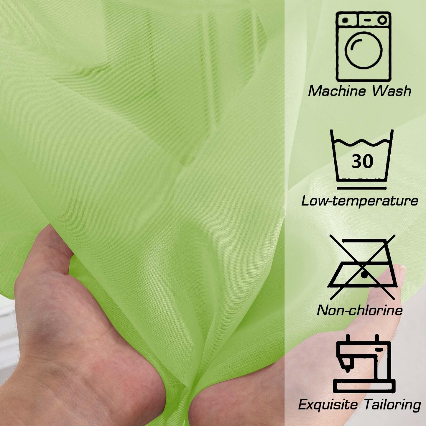 OWENIE Short Lime Sheer Curtains 30 Inch Length 2 Panels Set, Kitchen Curtains Tiers Light Filtering Rod Pocket Cafe Curtain for Basement Bathroom Small Half Window, 42" W x 30" L, Lime