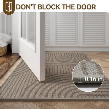 Absorbent Front Door Mat by [Brand Name] - 17''x30'' Non-Slip, Washable Indoor Doormat | Easy-Clean Brown Welcome Mat