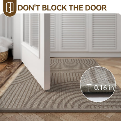 QiCaiJia Front Door Mat 17''x30'', Absorbent Dirt Resist Washable Non Slip Low-Profile Indoor Doormat, Easy Clean Welcome Entryway Door Mats, Brown