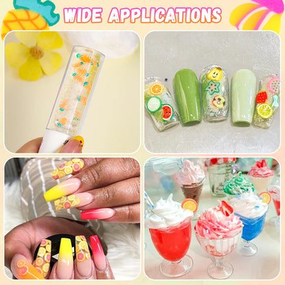TINKRSTUFF Fruit Slice Polymer Clay Slime Add-Ins - 24-Grid Assorted Fimo Sprinkles for Nail Art & DIY Crafting