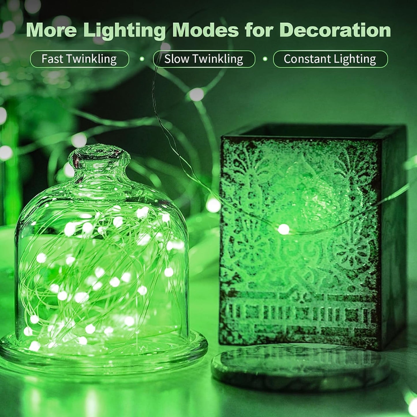 Skiennix 20 Pack LED Fairy Lights - 7FT Waterproof Mini Twinkle String Lights for Weddings & Christmas | Green