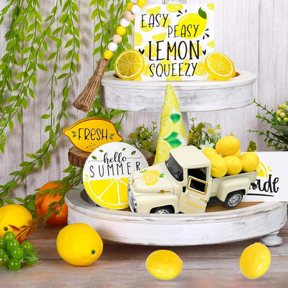 Skiennix Lemon Decor - Mini Fake Lemons for Home & Kitchen | Farmhouse Tabletop Centerpiece, Cream