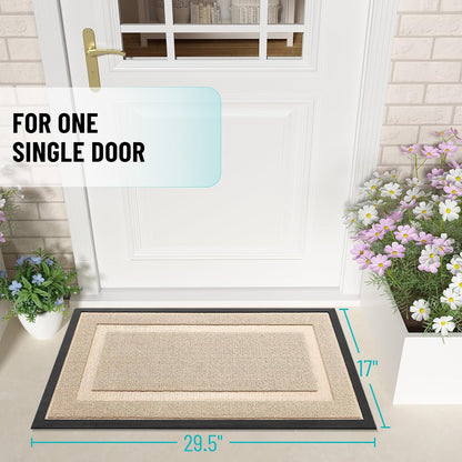 OLANLY Waterproof Front Door Mat - All-Weather Indoor/Outdoor Doormat, Easy Clean, 29.5x17, Off-White