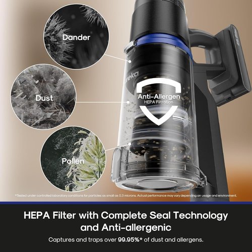 Eureka Cordless Vacuum Cleaner - Lightweight Rechargeable Stick for Carpet & Pet Hair - Black NEC451BL
