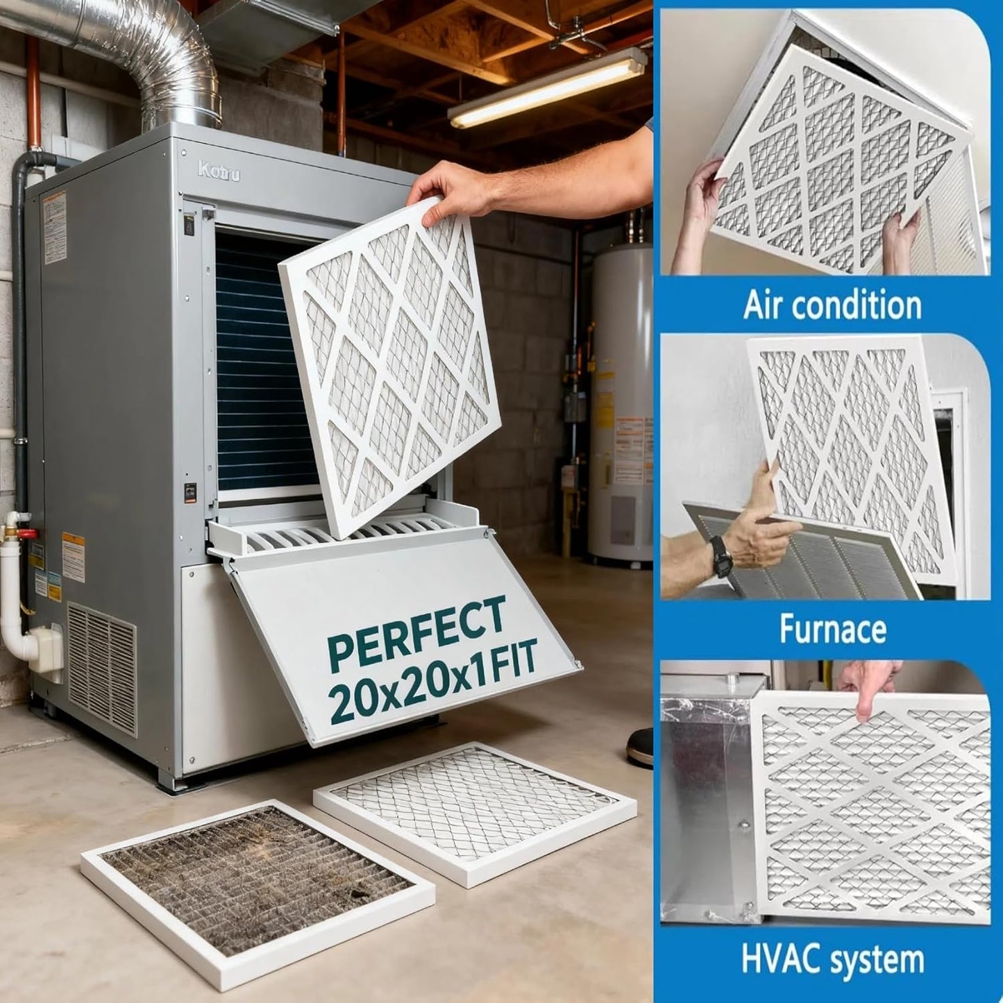 MERV 13 20x20x1 Air Filters by [Brand Name] - 4-Pack Electrostatic Pleated HVAC Filters | Captures Dust, Pollen & Pet Dander