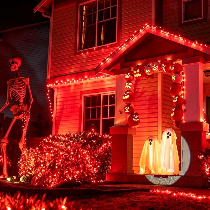 66ft Christmas LED String Lights 200 Red LEDs Green Wire Plug-In with 11 Modes - IP44 Waterproof Indoor/Outdoor, 66ft + 19.2ft Lead, Red (Variation: Red+200LED)