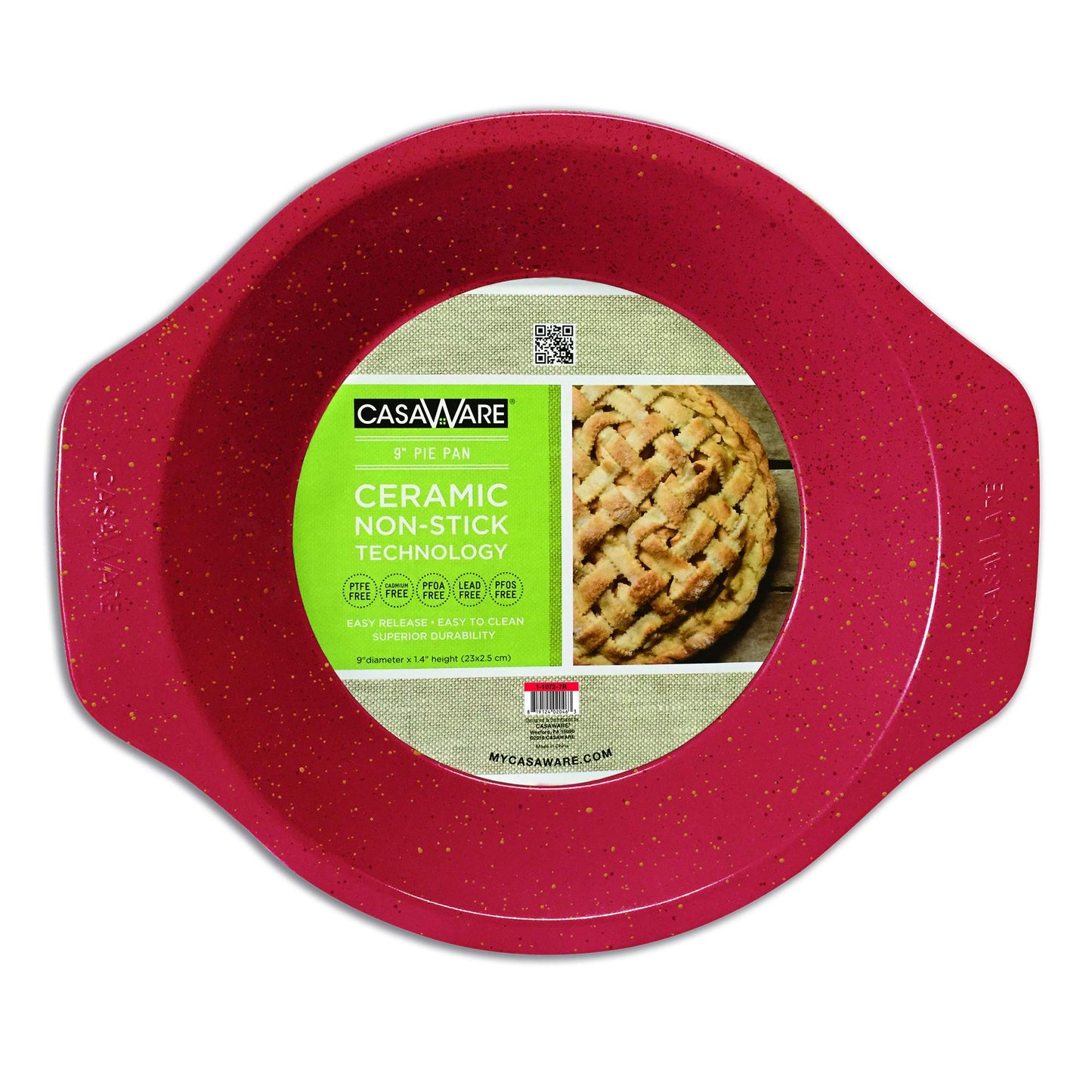 casaWare Ceramic Coated NonStick 9-Inch Pie Pan (Red Granite)