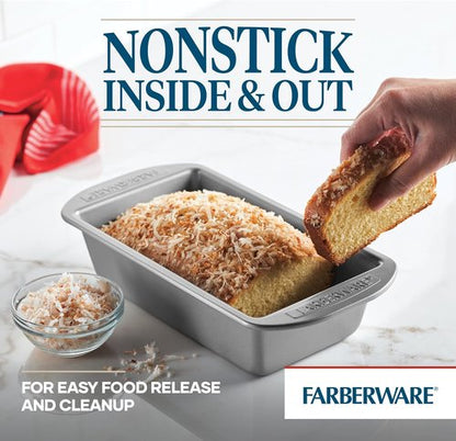 Farberware Bakeware Nonstick Meatloaf Pan Set - Two 9-Inch x 5-Inch Pans in Gray
