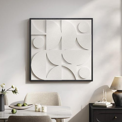 Large 3D Textured Wall Art by [Brand Name] - Modern Geometric Sandstone Design | 30x30 In White Abstract Decor