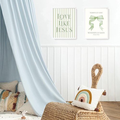 LARTSFRO Coquette Wall Art Decor | Sage Green Bow Posters for Bedroom & Bathroom | Set of 4 Unframed 12x16 Inch