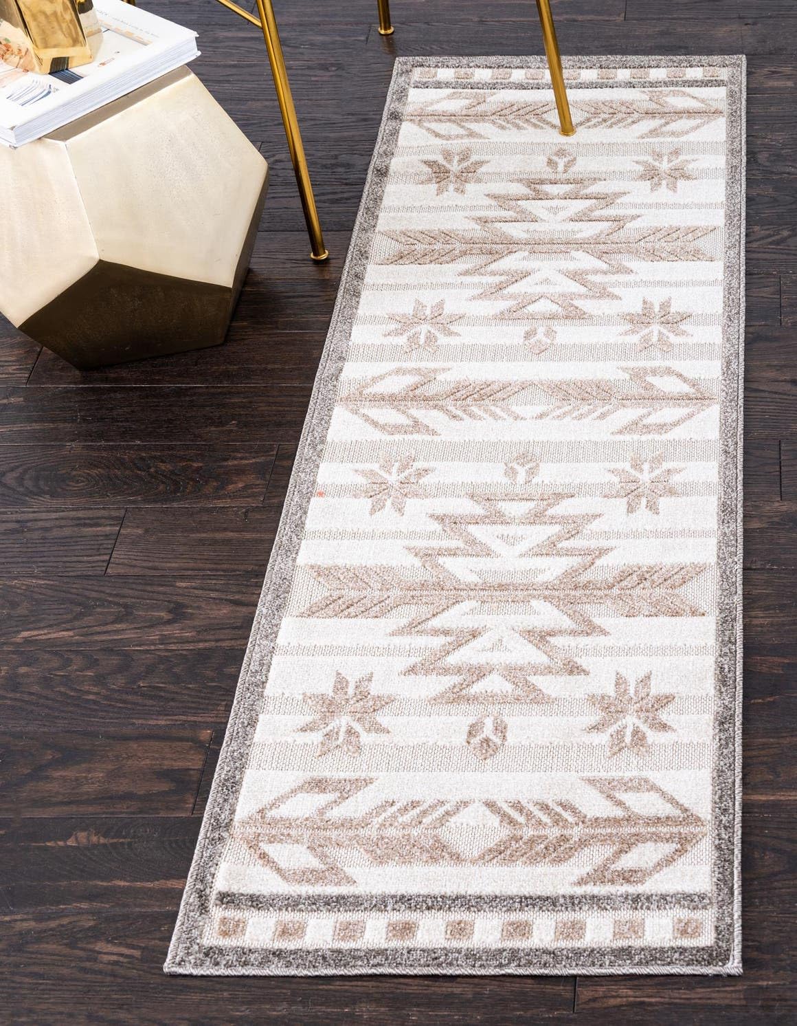 Unique Loom Outdoor Modern Collection Area Rug - Albuquerque (2' 7" x 10' Runner Beige/Brown)