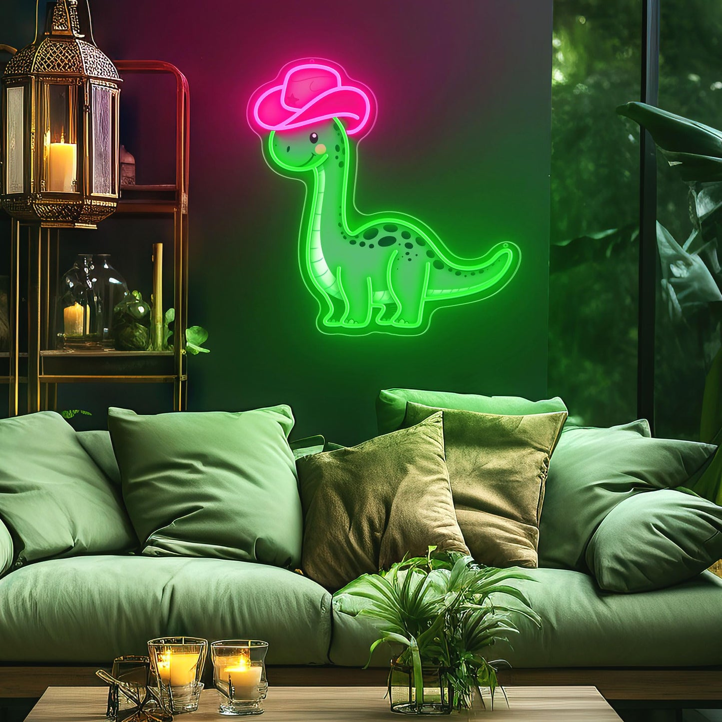 ZLOOREE Cowgirl Dinosaur Neon Signs for Wall Decor, Dimmable Cowboy Dinosaur Neon Light for Teen Boys Girls Bedroom Decor, Animals Led Light Up Signs for Birthday Party Gifts