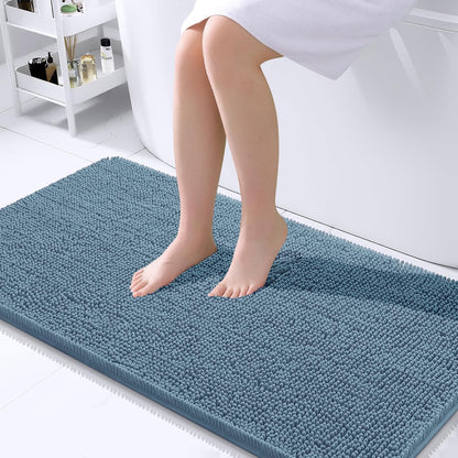 OLANLY Large Bathroom Rugs - Extra Soft Chenille Bath Mats | Quick-Dry, Machine Washable, 40x24, Airy Blue