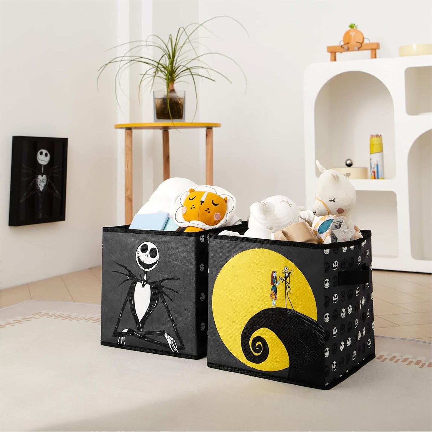 Nightmare Before Christmas Jack & Sally Storage Cubes - Durable 10"x10"x10" with Handles