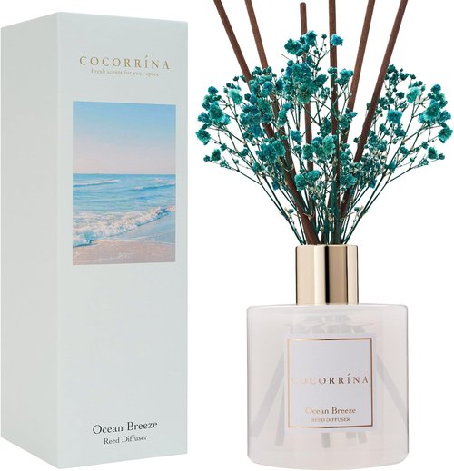 COCORRÍNA Reed Diffuser - Ocean Breeze Scented Home Fragrance with 8 Sticks | Perfect for Bathroom Decor