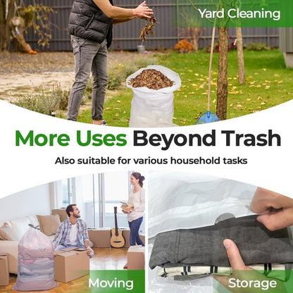 Code K (200 Count) Heavy Duty Trash Bags 1.2 Mil THICK 9-12 Gallon/35-45 Liter with Reinforced Drawstring Compatible with simpleman Code K White Garbage Can Liners Leak-Proof & Tear Resistant