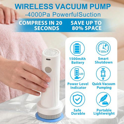 ANBIUX Vacuum Bags for Travel - 16 Pack Compression Packing Bags with Rechargeable Air Pump | Carry-On Size for Luggage