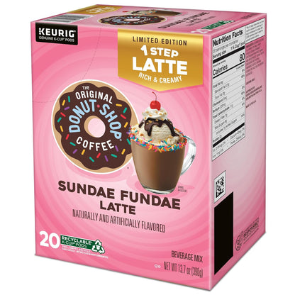 Original Donut Shop | Sundae Fundae One-Step Latte K-Cup Pods - 20 Count for Keurig