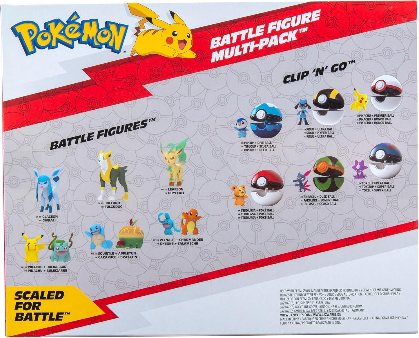 Pokemon Battle Ready 8-Pack Toy Set - Includes 4.5" Ponyta & 2" Pikachu, Eevee, Wooloo & More - Perfect Gift for Kids