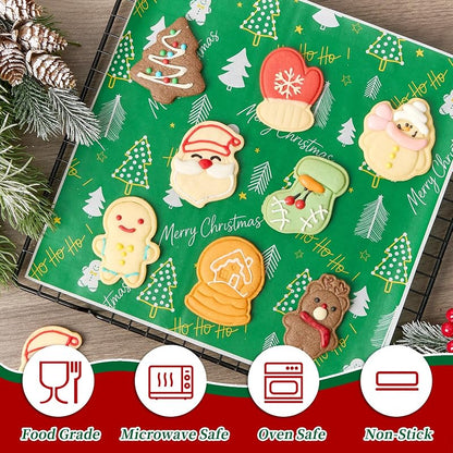 Christmas Wax Paper Sheets 150-Pack 9.8 x 9.8in - Food Safe, Oil Proof, Microwave & Freezer Ready - Red Green Blue Variation