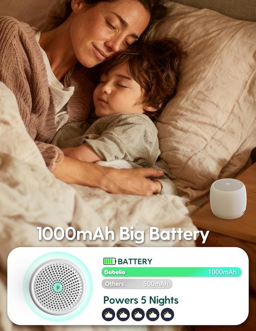 Babelio White Noise Sound Machine - Pocket Mini Pro | 1000mAh Battery, 25 Non-Looping Sounds, Timer & Memory Function, Travel Essential