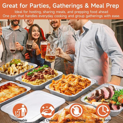 9x13 Aluminum Pans - Disposable Half-Size Foil Pans for Cooking, Baking & Meal Prep | 30 Pack