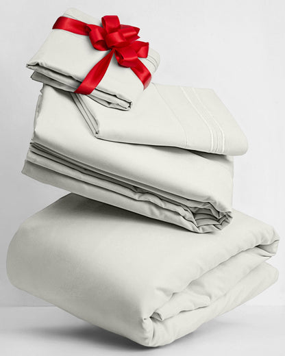 Mellanni Twin XL Sheets Set - 3 PC Iconic Collection Bedding - Hotel Luxury, Extra Soft, Cooling Bed Sheets - Wrinkle, Fade, Stain Resistant (Twin Extra Long, Ivory)