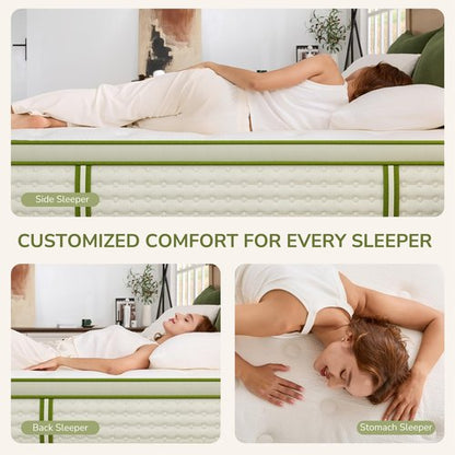 Emerspring Queen Mattress 12 Inch Hybrid Memory Foam Mattress in a Box with Individual Pocket Innerspring for Motion Isolation & Pressure Relief, Edge Support, Medium Firm
